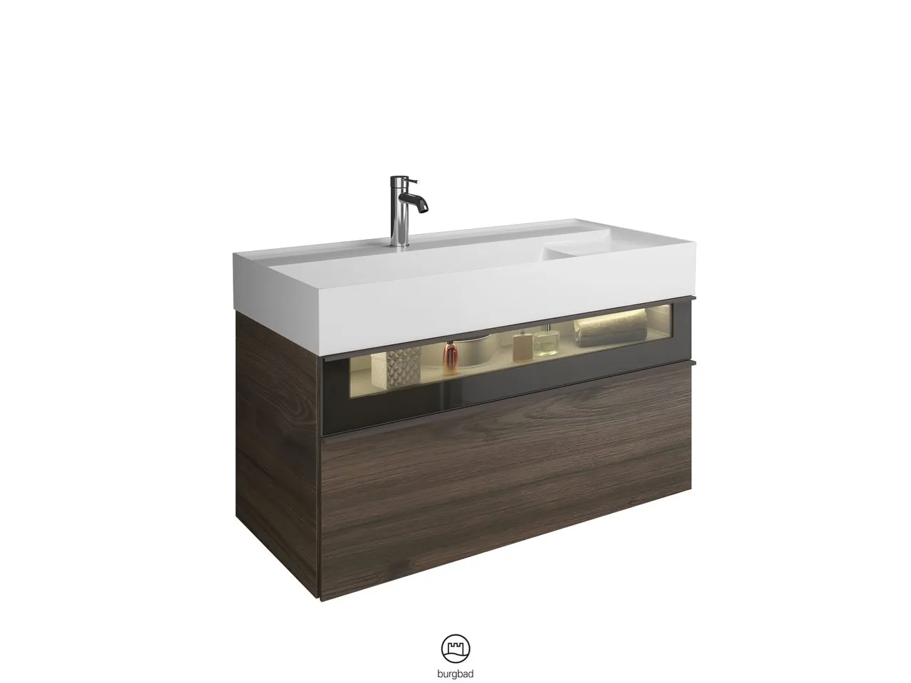 burgbad Yumo Mi-Waschtisch inkl. WTU SFMX102, Mineralguss, 470x1015x610mm, PG1 burgbad Yumo Mi-Waschtisch inkl. WTU SFMX102, Mineralguss, 470x1015x610mm, PG1