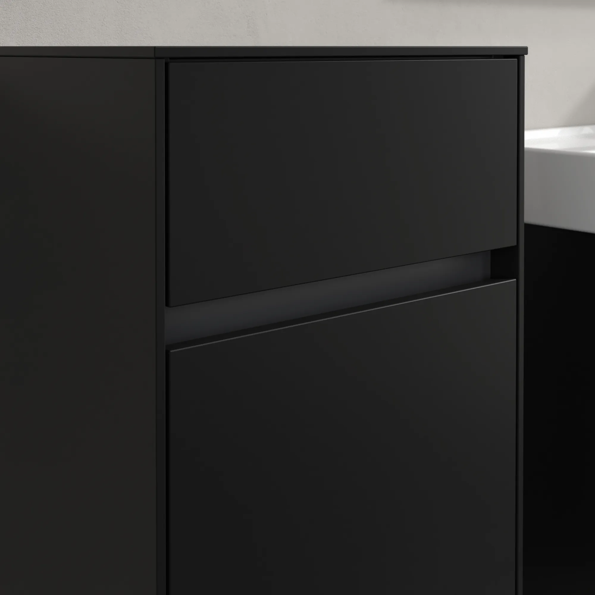 Villeroy & Boch Seitenschrank Collaro C03200, Volcano Black, 404x748x349 mm, 1 Tür, 1 Schublade mit SoftClosing, Wandmontage Villeroy & Boch Seitenschrank Collaro C03200, Volcano Black, 404x748x349 mm, 1 Tür, 1 Schublade mit SoftClosing, Wandmontage