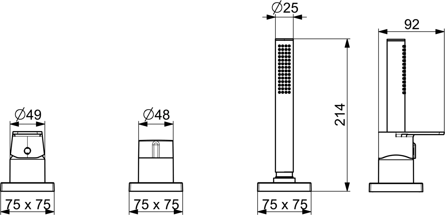 HansaSTELA Wannenarmatur Hansastela 2021 Einhebelmischer Fertigmontageset für Wanne/Brause 5731 Rosette eckig Chrom