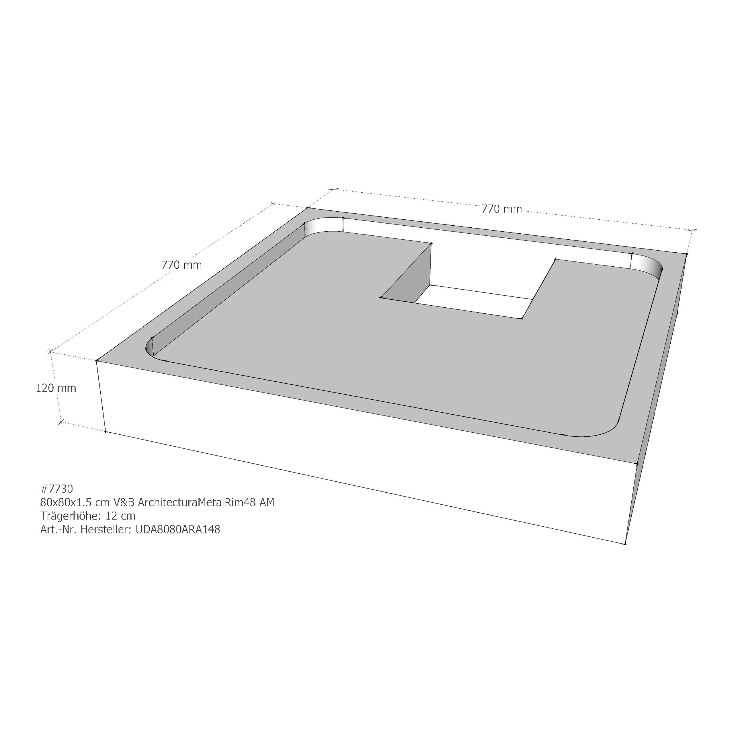Duschwannenträger für Villeroy & Boch Architectura MetalRim 80 × 80 × 1,5 cm
