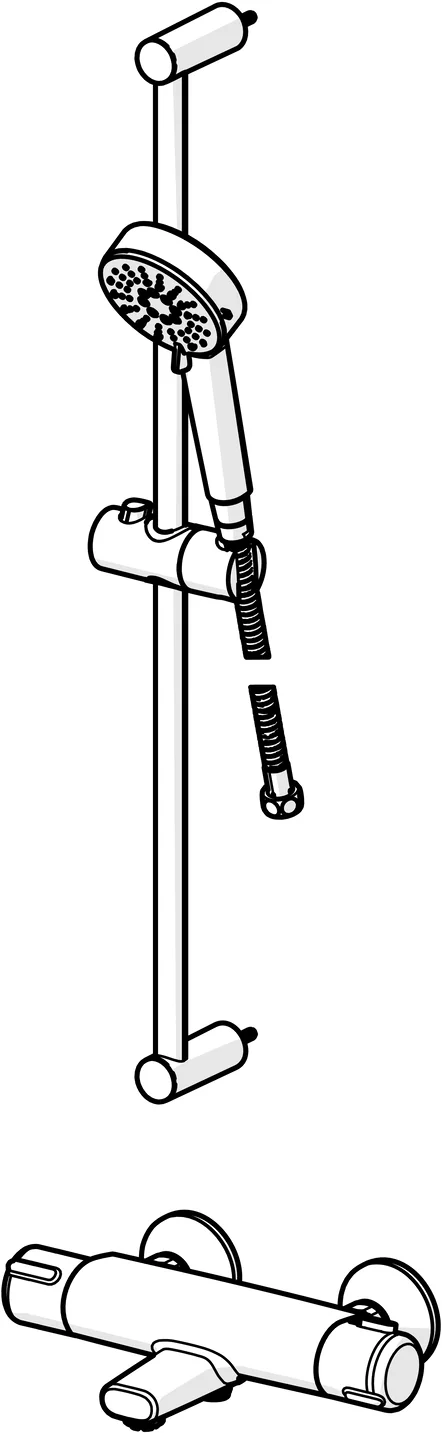 HansaBASIC Wannen- und Brausearmatur mit Brausestangengarnitur HansaBASIC 5516, 160 mm Ausladung, Chrom