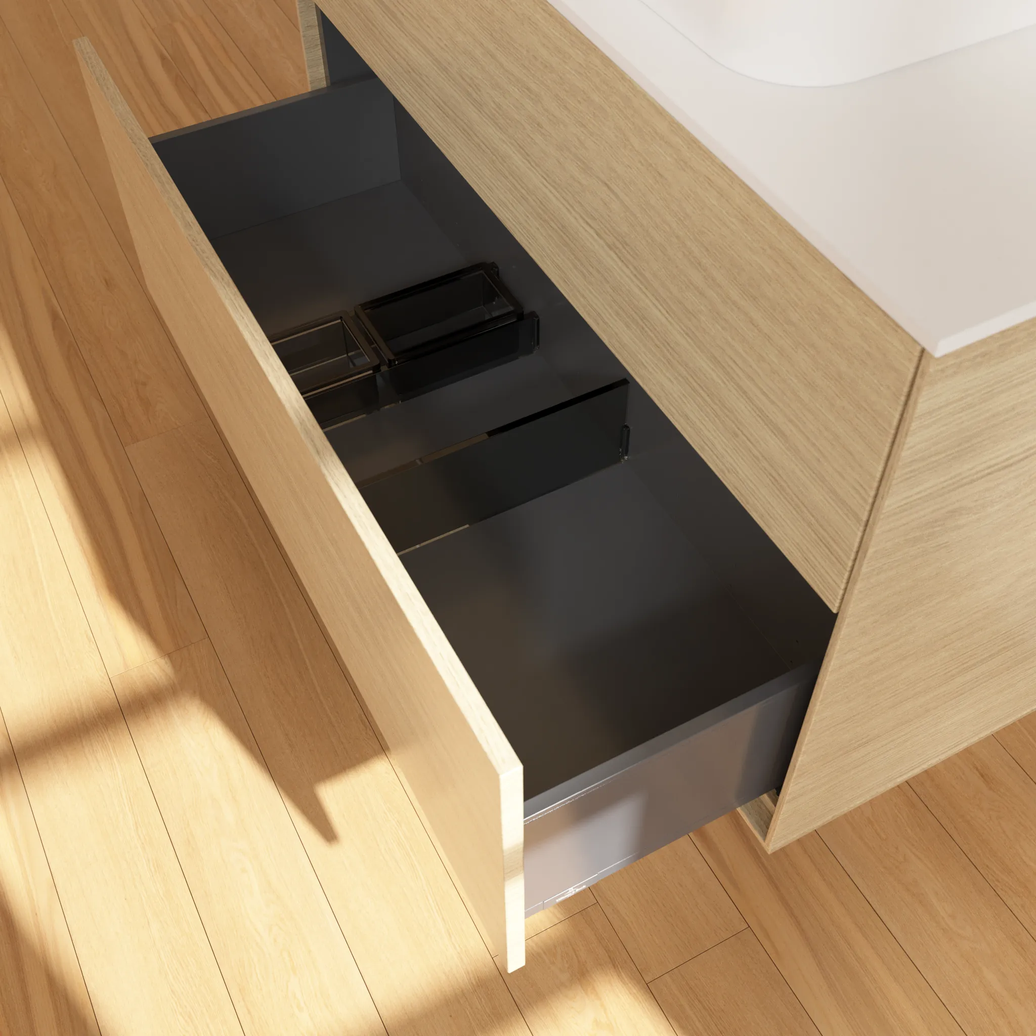 Villeroy & Boch Finion F10 Waschbeckenunterschrank, 1000x603x501mm, Eckig, Holz, Oak Veneer / Glass White Matt Villeroy & Boch Finion F10 Waschbeckenunterschrank, 1000x603x501mm, Eckig, Holz, Oak Veneer / Glass White Matt