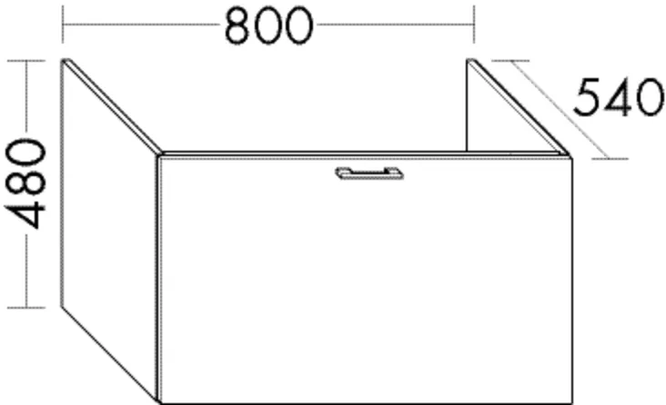 Waschtischunterschrank Sys30 von burgbad – 800 mm breit, 480 mm hoch, 540 mm tief, 1 Auszug, 420 mm Einbautiefe, inkl. Raumsparsiphon