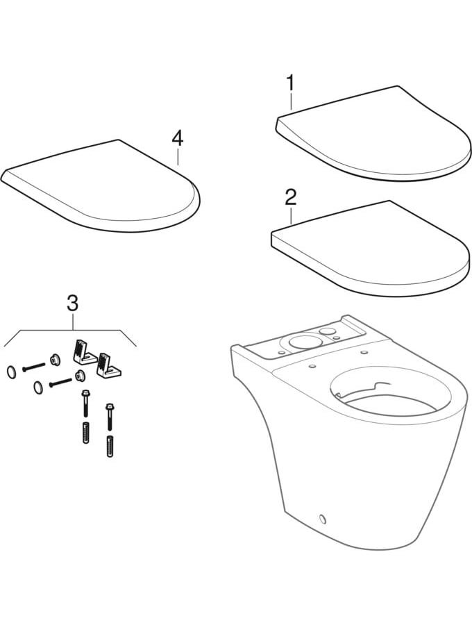 Stand-Tiefspül-WC für Kombination mit Spülkasten „iCon“ 35,5 × 40 cm ohne Spülrand, Befestigung verdeckt