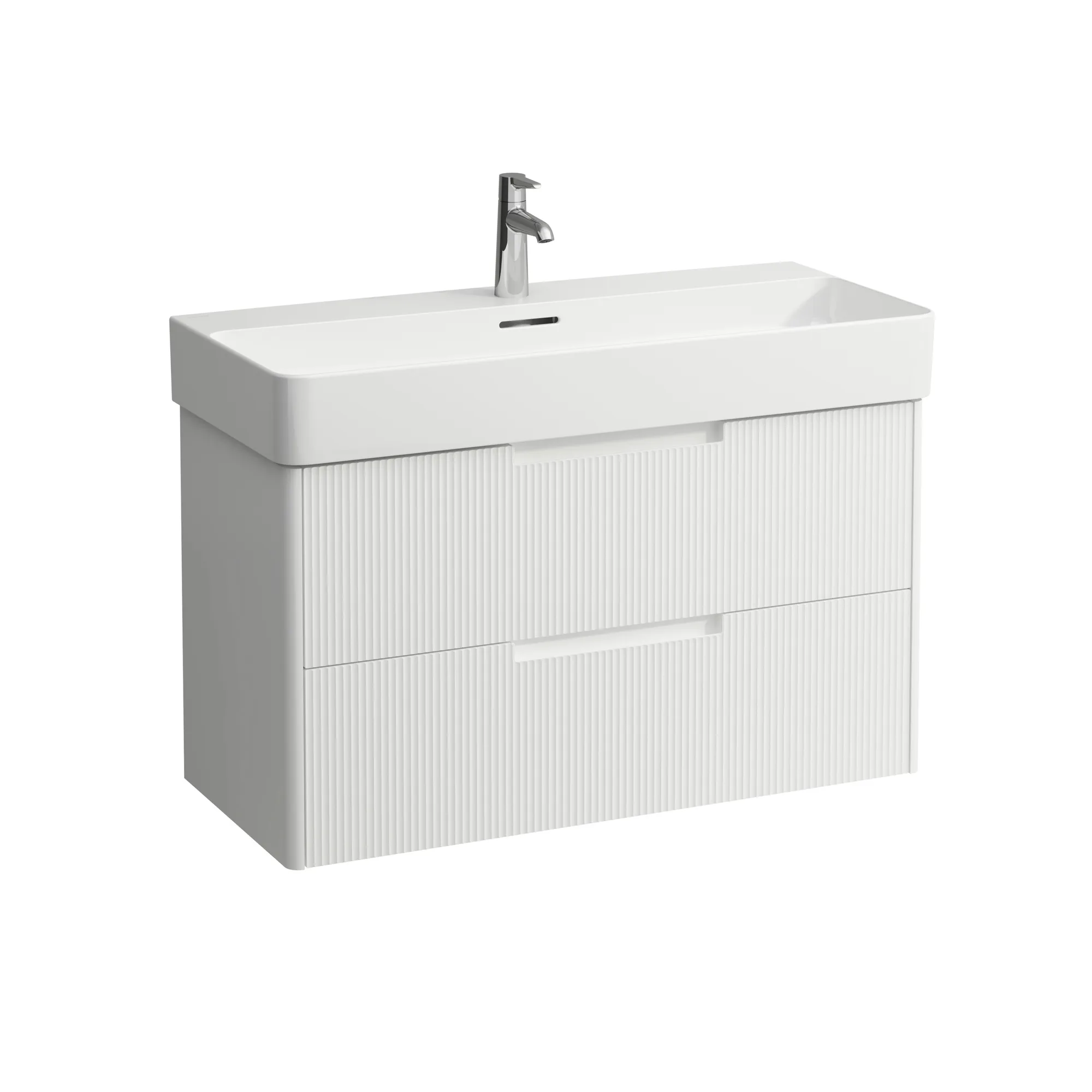 Waschtischunterbau JUNA für VAL 400x920x515 2 Schubladen mit Griffmulde für Waschtisch H810287 weiß matt