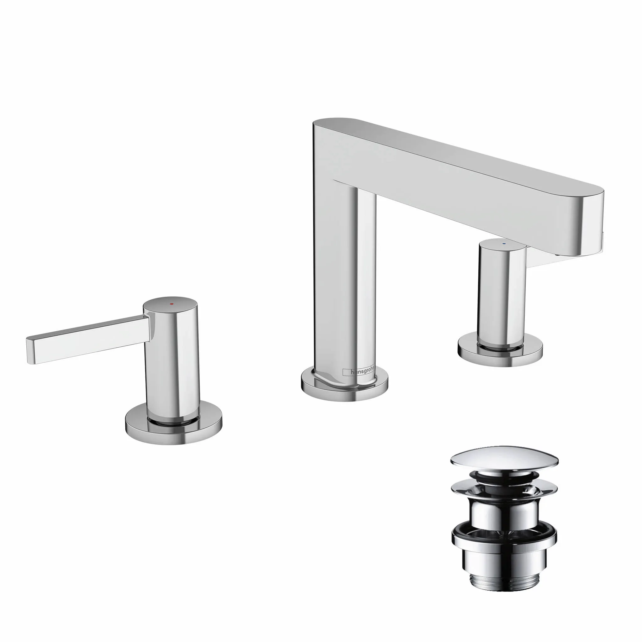 Hansgrohe Finoris 3-Loch Waschtischarmatur 110 mit Push-Open Ablaufgarnitur, Chrom Hansgrohe Finoris 3-Loch Waschtischarmatur 110 mit Push-Open Ablaufgarnitur, Chrom