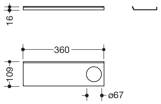HEWI Ablage 950.13.0015 SC 36 × 1,5 × 10,2 cm