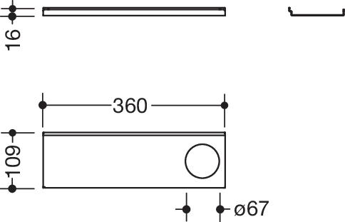 HEWI Ablage in 36 × 1,5 × 10,2 cm