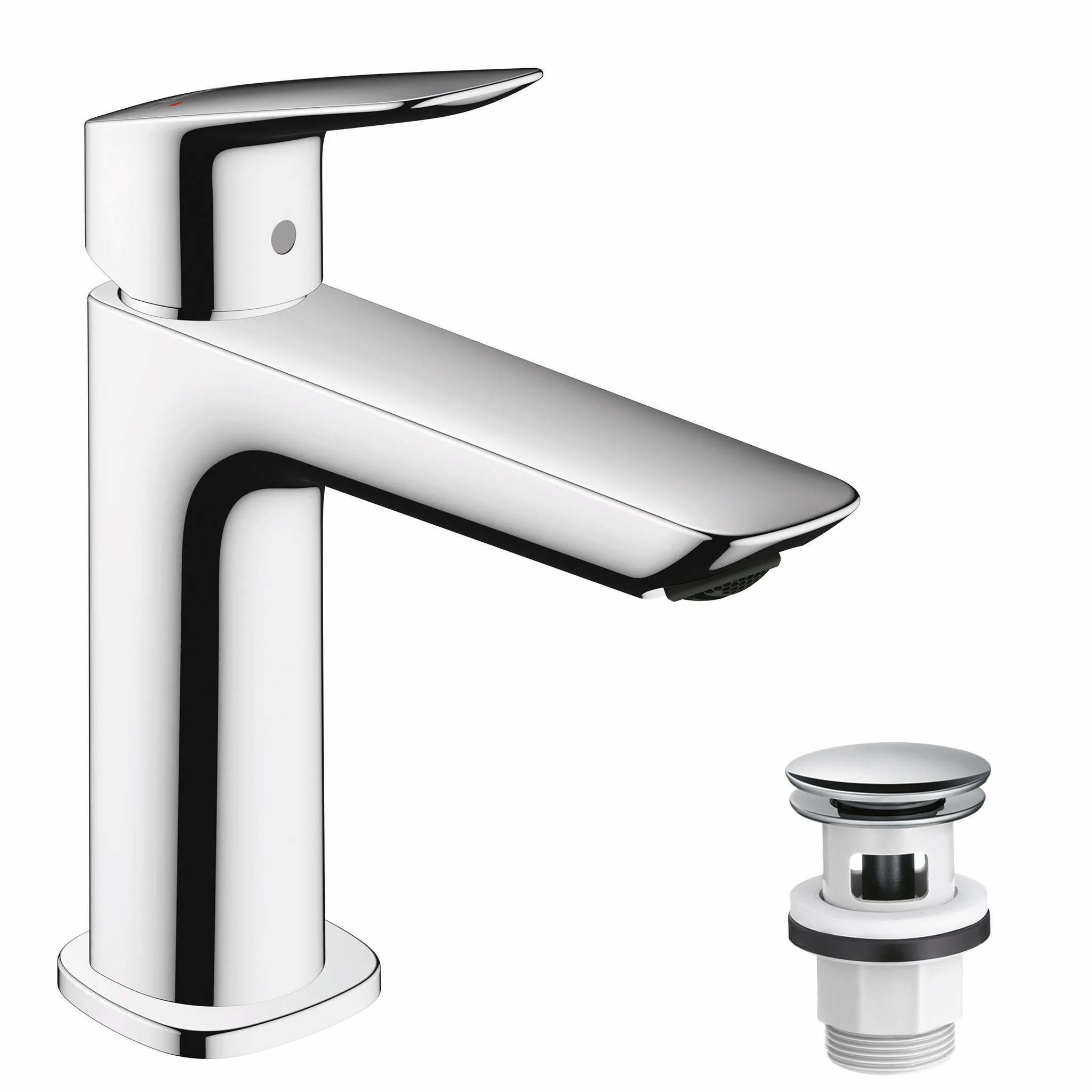 Hansgrohe Logis Einhebel-Waschtischmischer 110 Fine mit Push-Open Ablaufgarnitur, Chrom