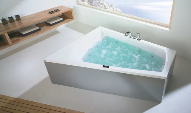 Hoesch Badewanne „Largo“ trapez 180 × 140 cm, links in Weiß