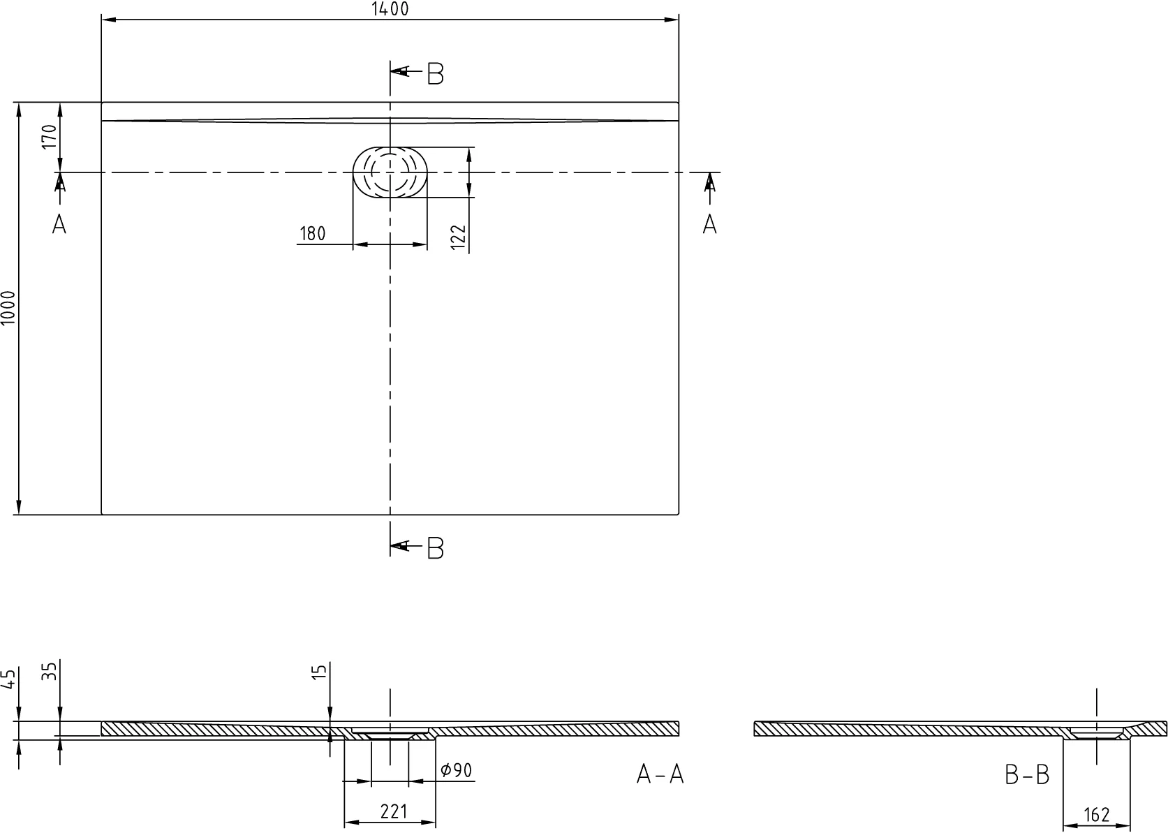 Villeroy & Boch Duschwanne Ecora UDA1410ERA2LV, rechteckig, weiß Alpin, 1400 x 1000 mm, Höhe 35 mm, Innentiefe 15 mm Villeroy & Boch Duschwanne Ecora UDA1410ERA2LV, rechteckig, weiß Alpin, 1400 x 1000 mm, Höhe 35 mm, Innentiefe 15 mm