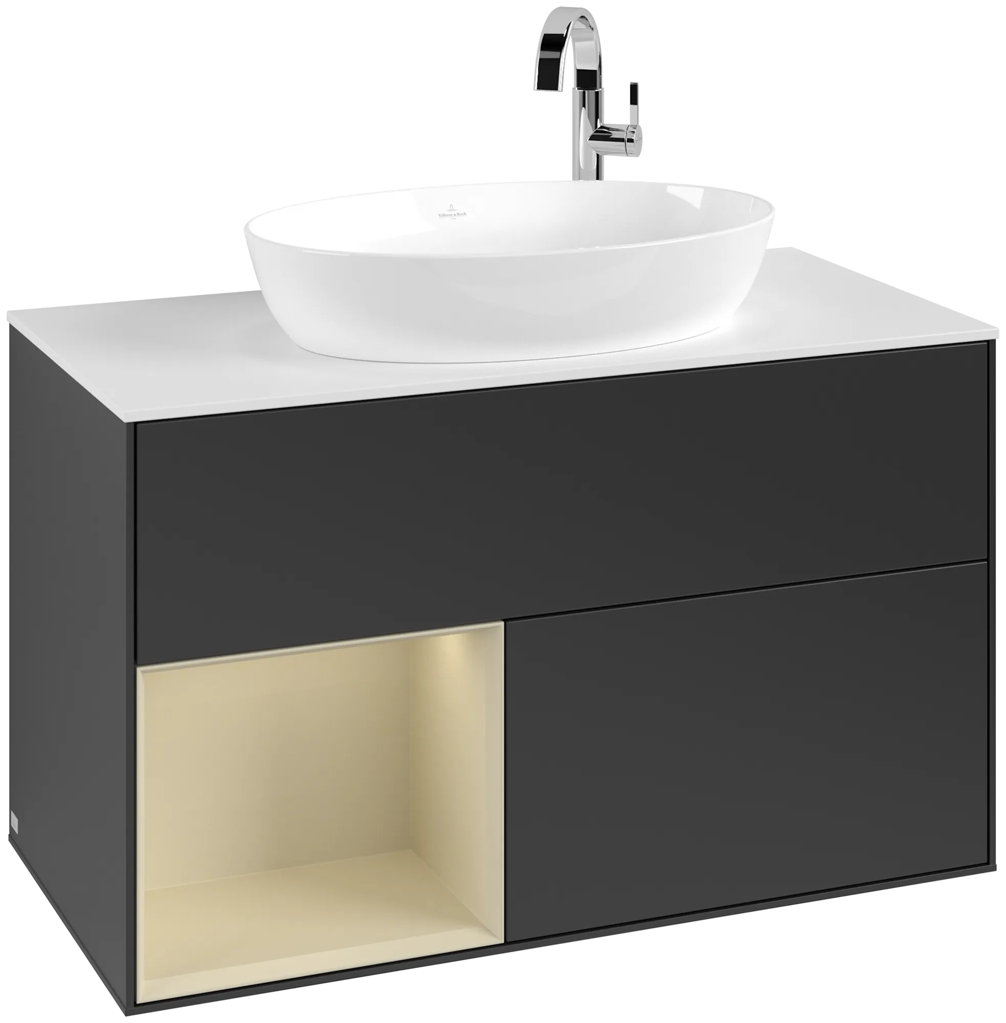 Villeroy & Boch Finion Waschbeckenunterschrank G89, 1000x603x501mm, Black Matt/Lacquer/Silk Grey Matt/Lacquer/Glass White Matt