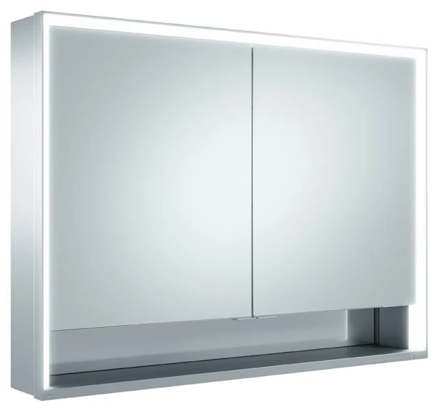KEUCO Wandvorbau Spiegelschrank mit offenem Ablagefach „Royal Lumos“ in Silber (eloxiert), Aufputz, mit Steckdosen, mit Spiegelheizung 1050 × 735 × 165 mm KEUCO Wandvorbau Spiegelschrank mit offenem Ablagefach „Royal Lumos“ in Silber (eloxiert), Aufputz, mit Steckdosen, mit Spiegelheizung 1050 × 735 × 165 mm
