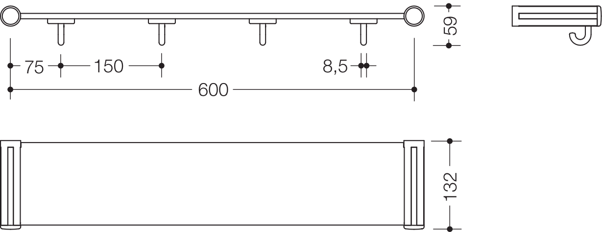 HEWI Ablage in 63 cm