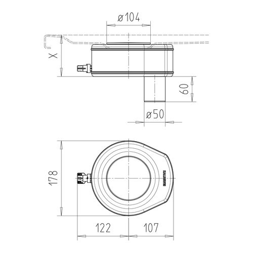 Ablaufgarnitur „KA90“ senkrecht mit Haarfangsieb und emaillierter Ablaufabdeckung Ablaufgarnitur „KA90“ senkrecht mit Haarfangsieb und emaillierter Ablaufabdeckung
