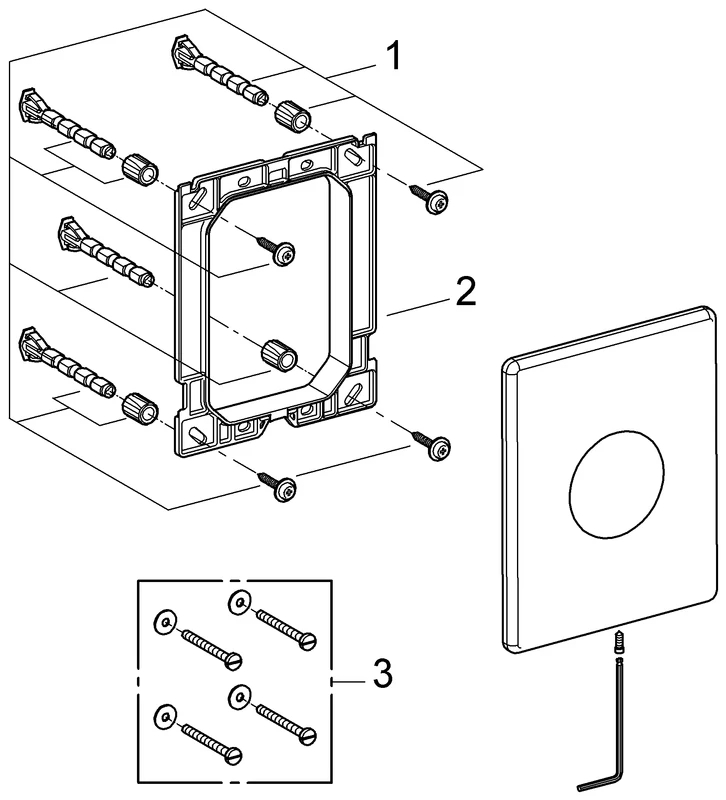 WC-Betätigung Skate 38672, 156 x 197 mm, für 1-Mengen-Betätigung, senkrechte Montage, edelstahl WC-Betätigung Skate 38672, 156 x 197 mm, für 1-Mengen-Betätigung, senkrechte Montage, edelstahl