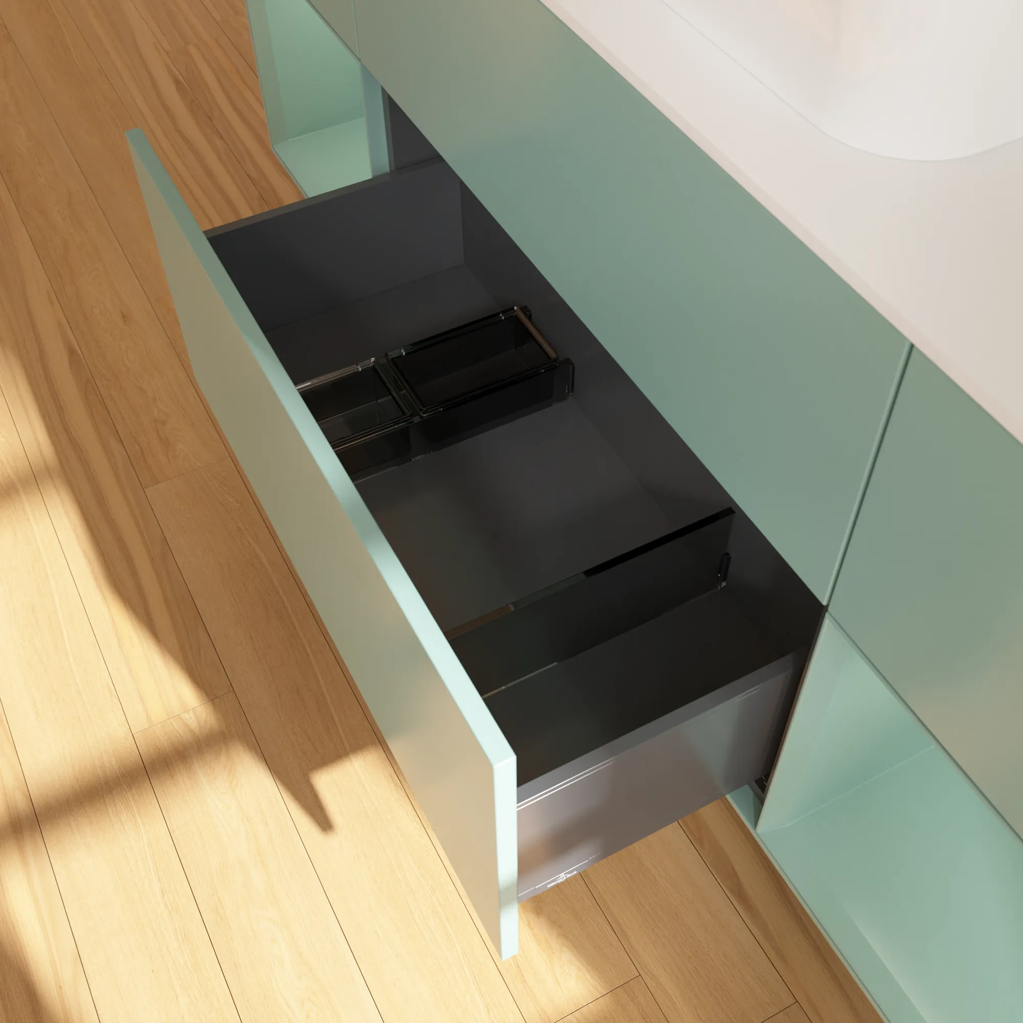 Villeroy & Boch Waschtischunterschrank „Finion“ für Schrankwaschtisch 1600 × 603 × 501 mm Olive Matt Lacquer, für Becken mittig Villeroy & Boch Waschtischunterschrank „Finion“ für Schrankwaschtisch 1600 × 603 × 501 mm Olive Matt Lacquer, für Becken mittig