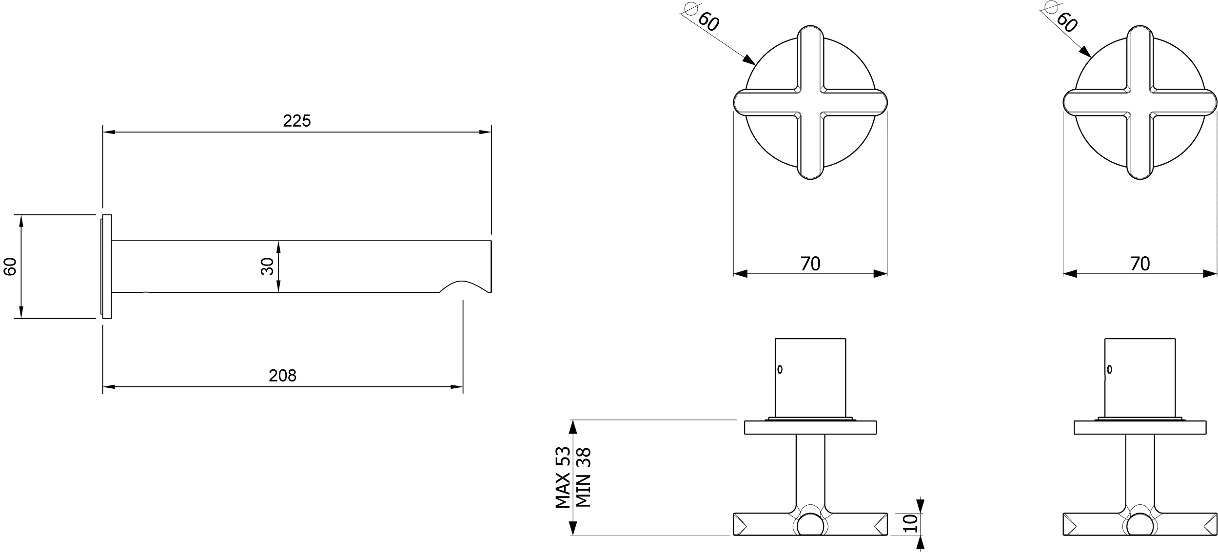 Villeroy & Boch Dreiloch-Waschtischarmatur Loop & Friends, Chrom, 60x225x60 mm, Höhe 60 mm, Auslauflänge 207 mm Villeroy & Boch Dreiloch-Waschtischarmatur Loop & Friends, Chrom, 60x225x60 mm, Höhe 60 mm, Auslauflänge 207 mm