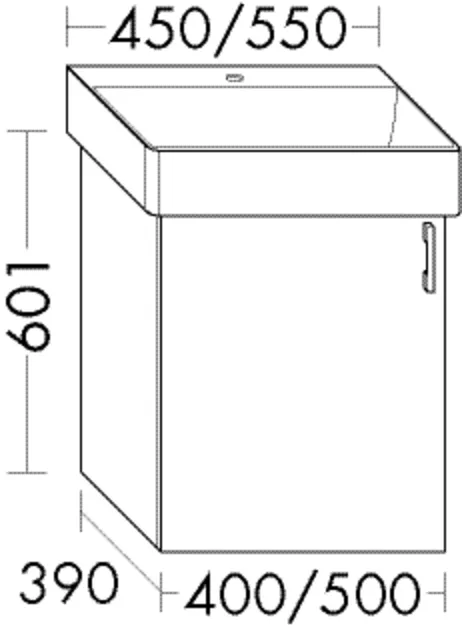 Waschtischunterschrank Sys30 PG1 Aqua von burgbad – 400 mm breit, 390 mm tief, 601 mm hoch, 1 Tür