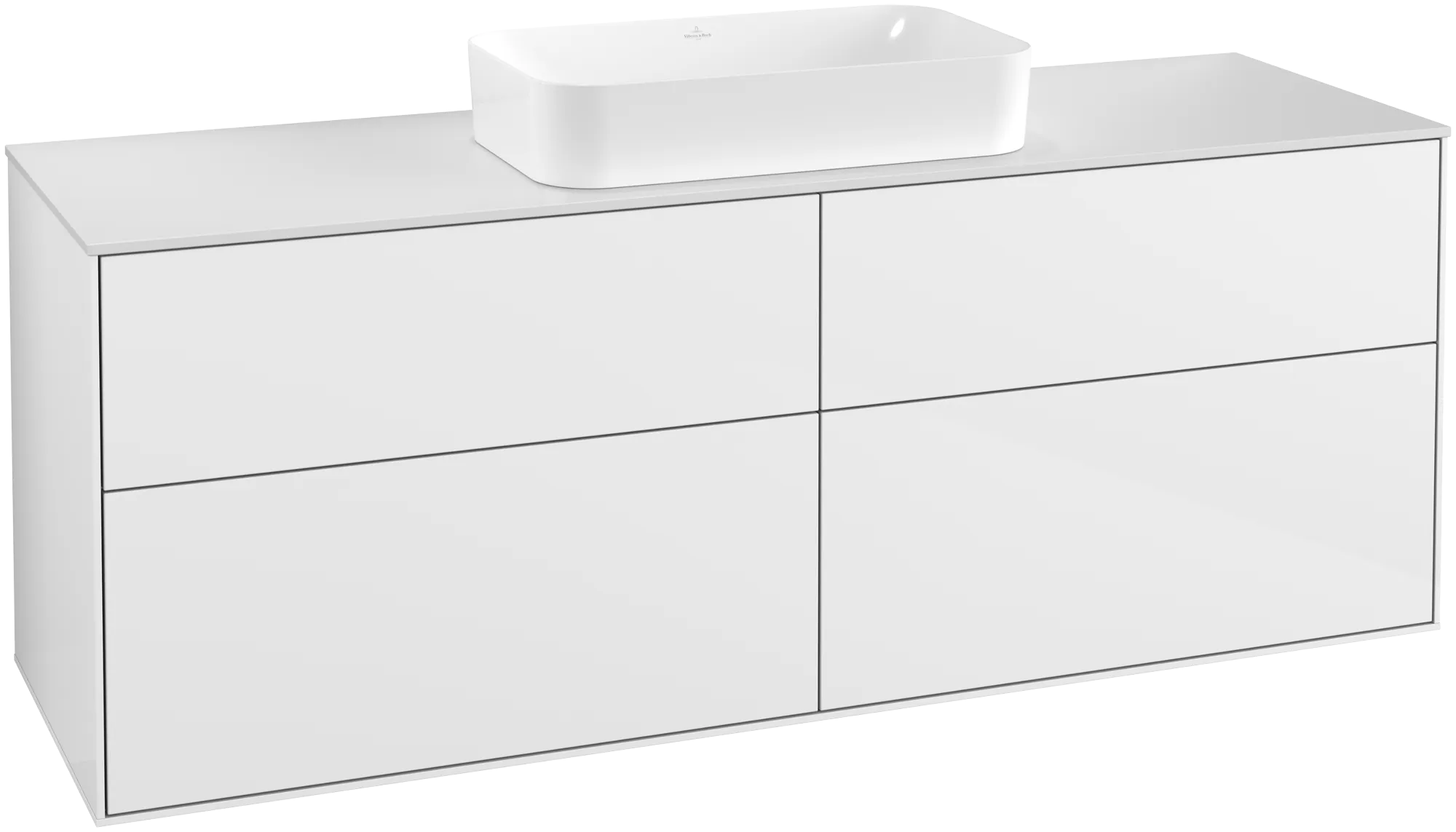 Villeroy & Boch Waschtischunterschrank „Finion“ für Schrankwaschtisch 1600 × 603 × 501 mm Glossy White Lacquer, für Becken mittig, mit Hahnlochbohrung