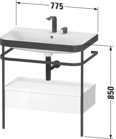 Duravit Waschtischunterschrank mit Metallkonsole „Happy D.2 Plus“ 77,5 × 85 × 49 cm Taupe Seidenmatt Duravit Waschtischunterschrank mit Metallkonsole „Happy D.2 Plus“ 77,5 × 85 × 49 cm Taupe Seidenmatt