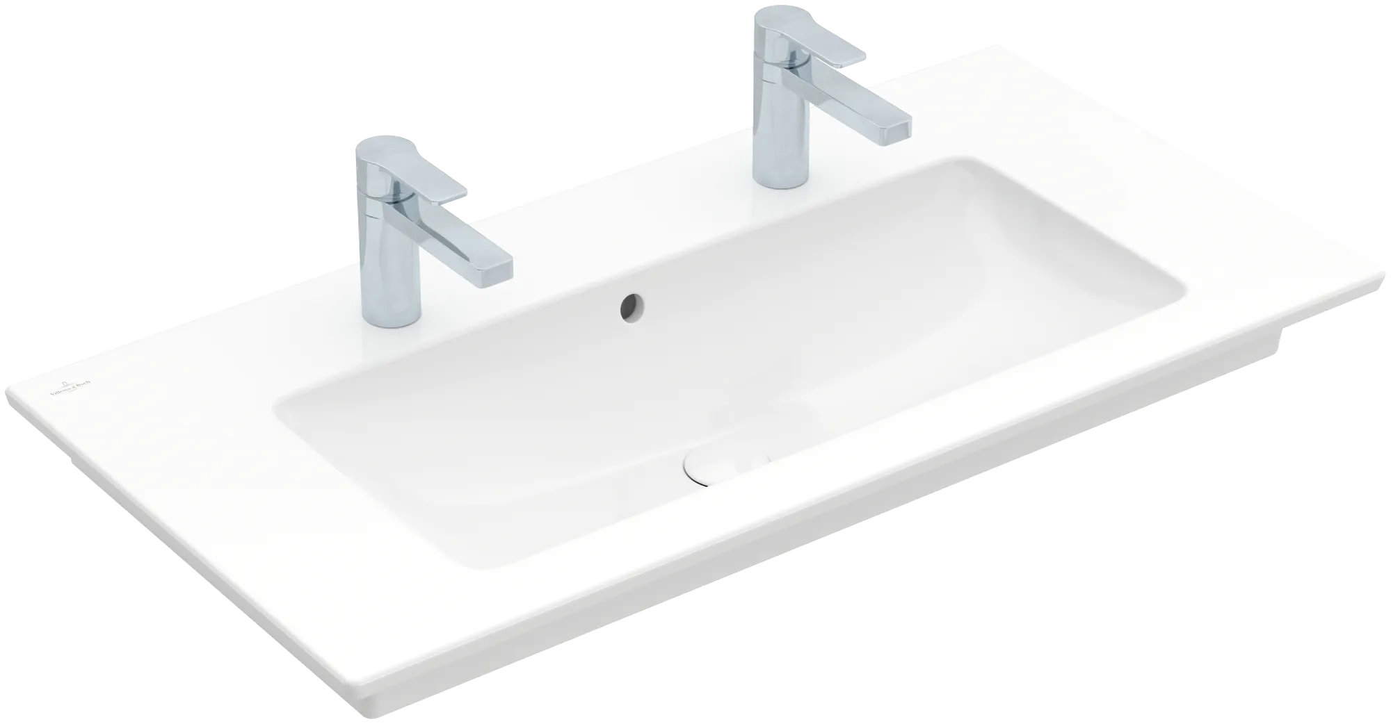 Villeroy & Boch Wandwaschtisch „Venticello“ 1000 × 500 × 170 mm, für Becken mittig, Hahnlochposition links und rechts, mit Hahnlochbohrung in Weiß Alpin Becken: mittig / Farbe: Weiß Alpin / Größe: 100 × 50 cm / Hahnlochbohrung: mit 2×1 Hahnlochbohrung / Hahnlochposition: links und rechts / Oberflächenveredelung: ohne Oberflächenveredelung Villeroy & Boch Wandwaschtisch „Venticello“ 1000 × 500 × 170 mm, für Becken mittig, Hahnlochposition links und rechts, mit Hahnlochbohrung in Weiß Alpin Becken: mittig / Farbe: Weiß Alpin / Größe: 100 × 50 cm / Hahnlochbohrung: mit 2×1 Hahnlochbohrung / Hahnlochposition: links und rechts / Oberflächenveredelung: ohne Oberflächenveredelung