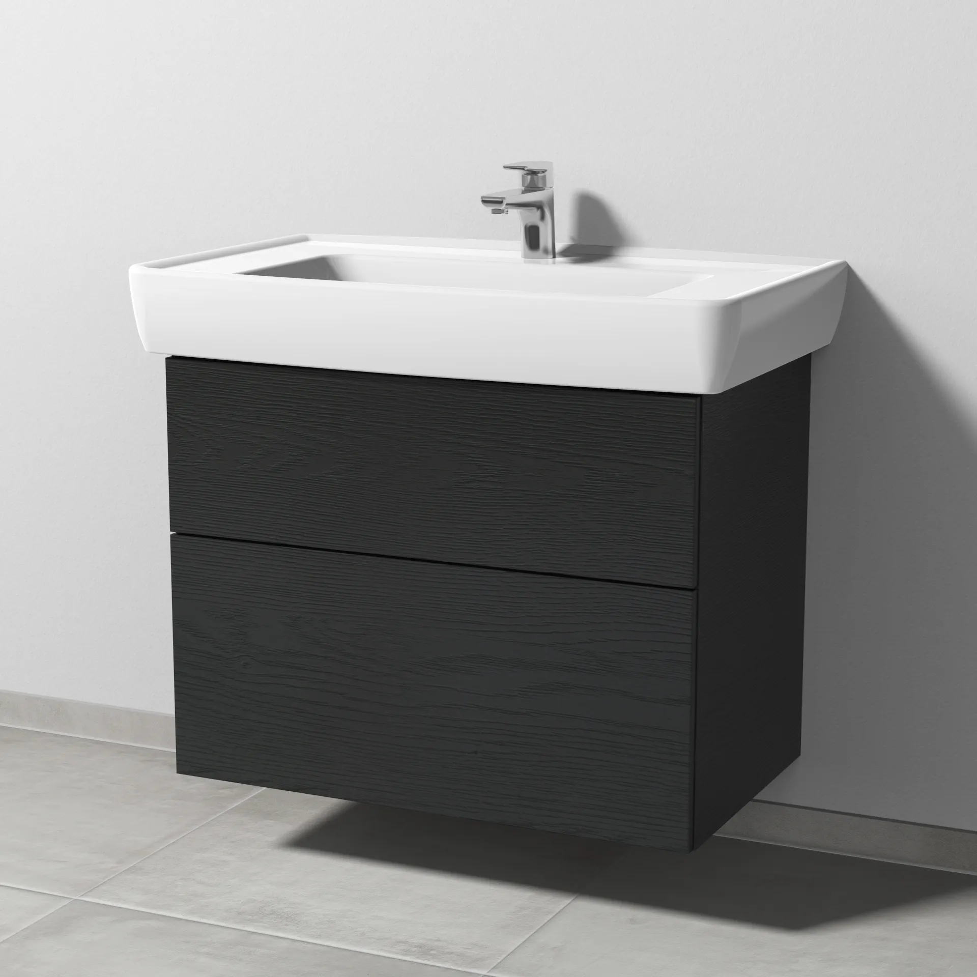 Sanipa Waschtischunterschrank „3way“ passend zu Keramik-Waschtische Pro A von Laufen 750 × 588 × 447 mm in Black Oak
