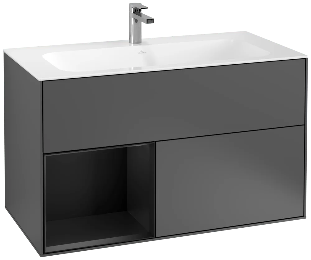 Villeroy & Boch Waschbeckenunterschrank Finion F03, Anthracite Matt Lacquer, 996x591x498 mm, mit Beleuchtung und Push-to-open Funktion Villeroy & Boch Waschbeckenunterschrank Finion F03, Anthracite Matt Lacquer, 996x591x498 mm, mit Beleuchtung und Push-to-open Funktion