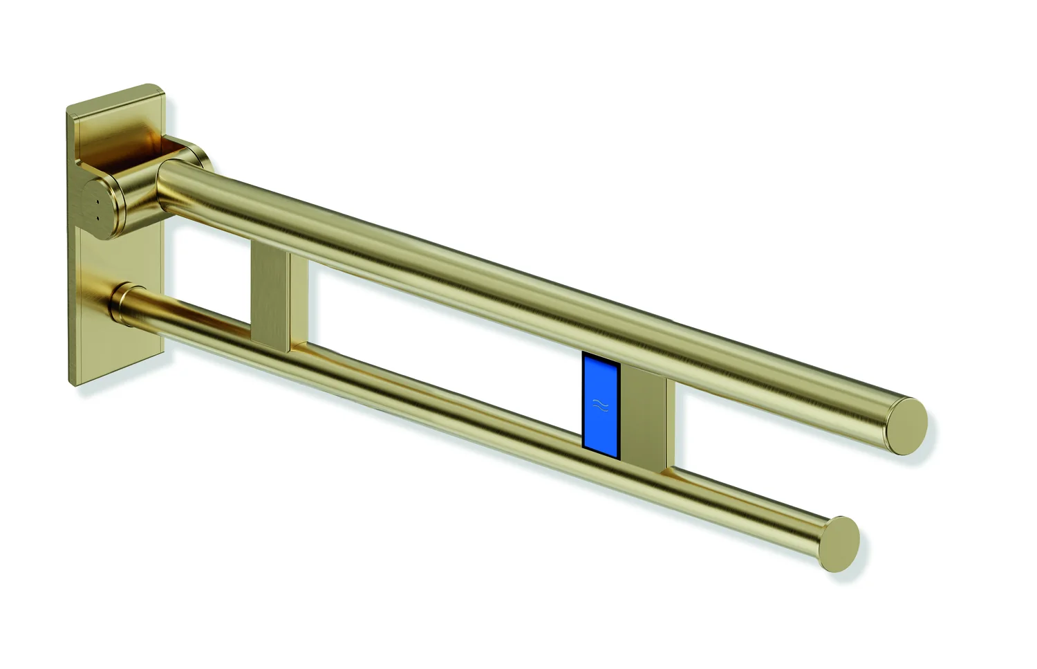 HEWI System 900 Stützklappgriff Duo, Edelstahl PVD, links, Ausladung 700 mm