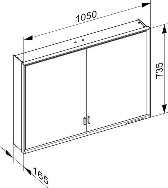 Royal Lumos 14308172301 Spiegelschrank Royal Lumos Wandvorbau, lange Türen 1050 × 735 × 165 mm silber-eloxiert