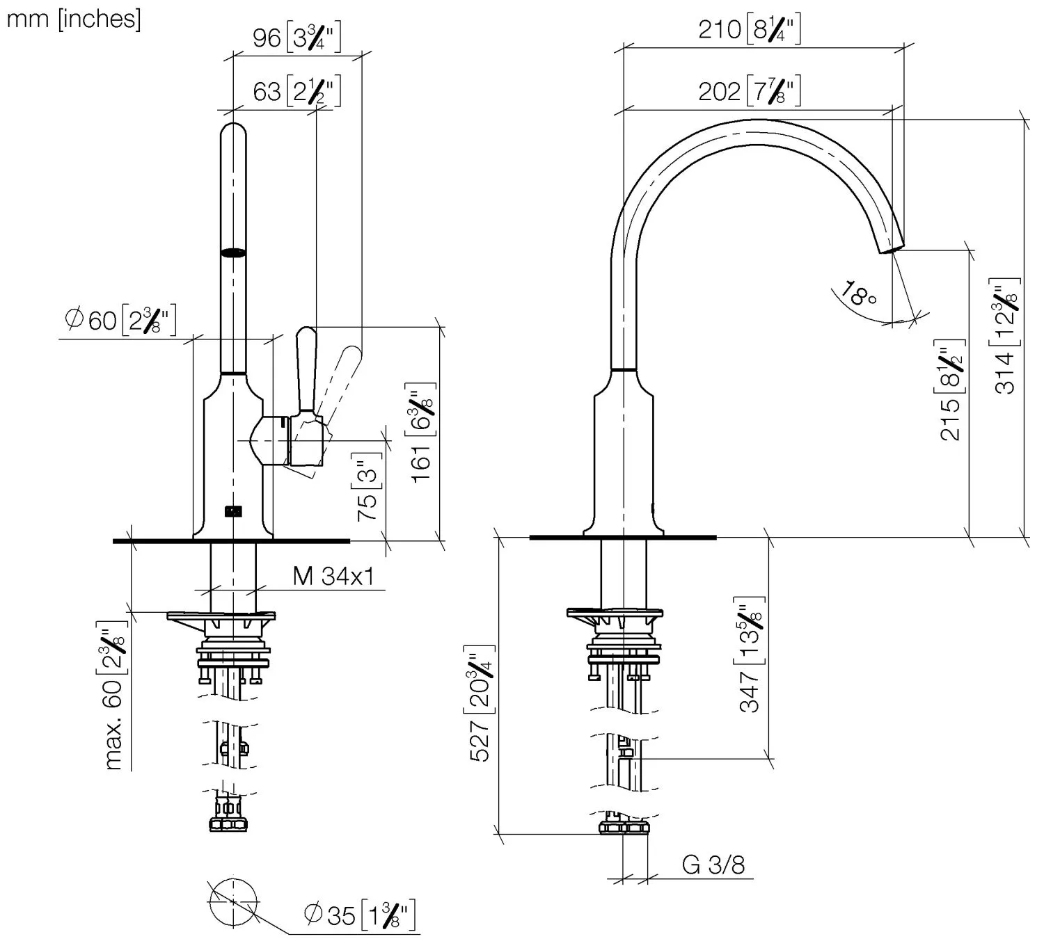 Dornbracht VAIA Einhebelmischer für Spül-/ Profibrause - Chrom, Ausladung 202 mm Dornbracht VAIA Einhebelmischer für Spül-/ Profibrause - Chrom, Ausladung 202 mm