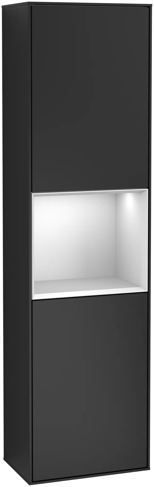 Villeroy & Boch Finion Hochschrank F47, 418x1516x270mm, mit Beleuchtung, Black Matt Lacquer / White Matt Lacquer