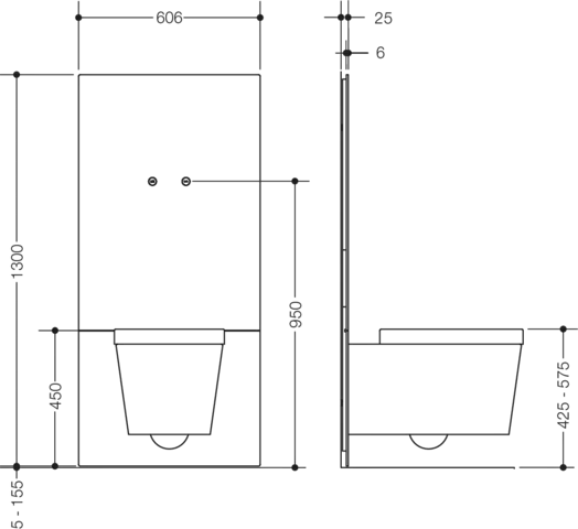 HEWI WC-Modul S 50, höhenverstellbar, weiß