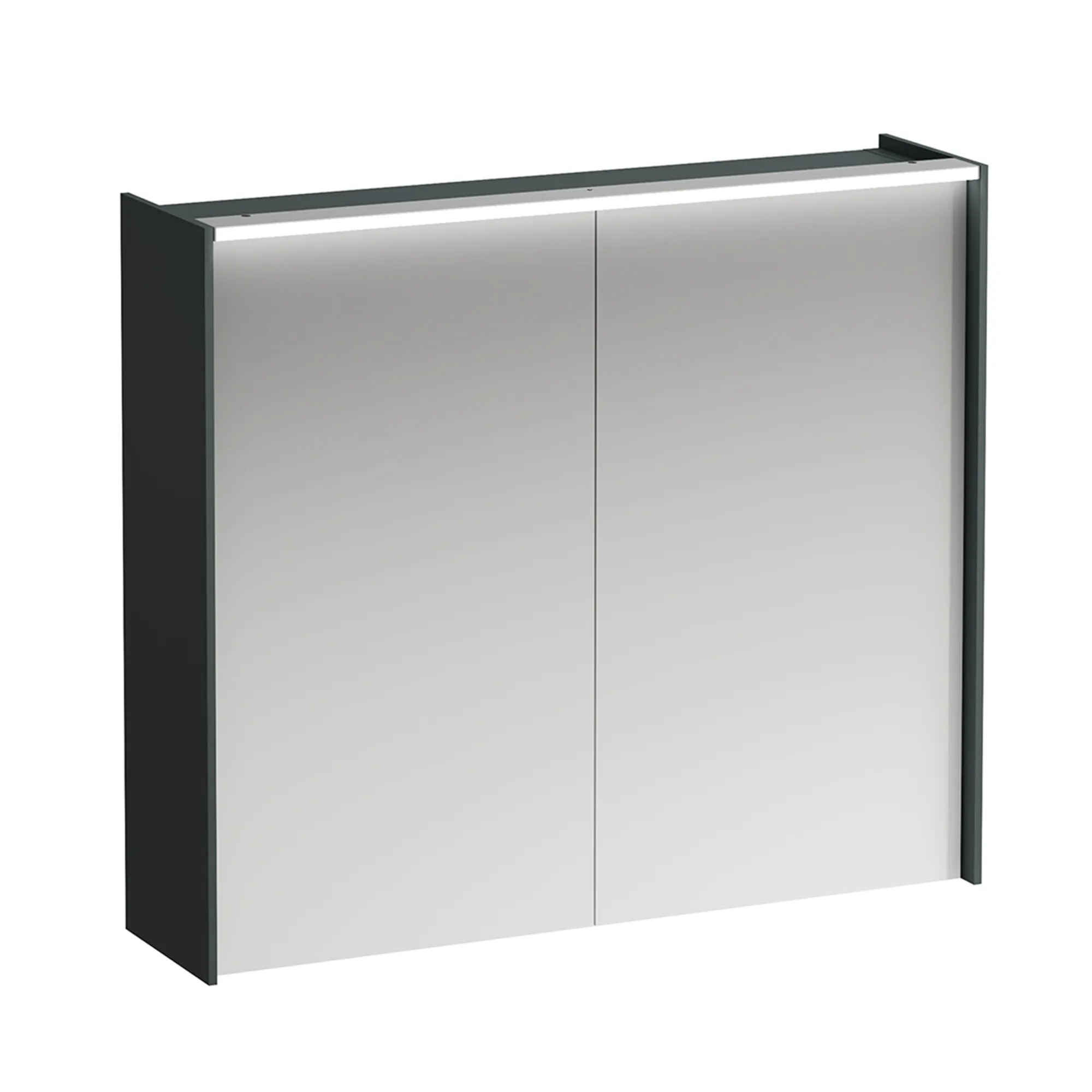 Spiegelschrank LANI LED-Beleuchtung horizontal mit Steckdose 715x820x210 2 Türen 2 Glasfachböden weiß matt