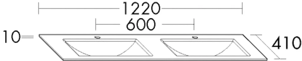 burgbad Waschbecken „Sys30“ 1260 × 450 × 50 mm, Hahnlochposition links und rechts