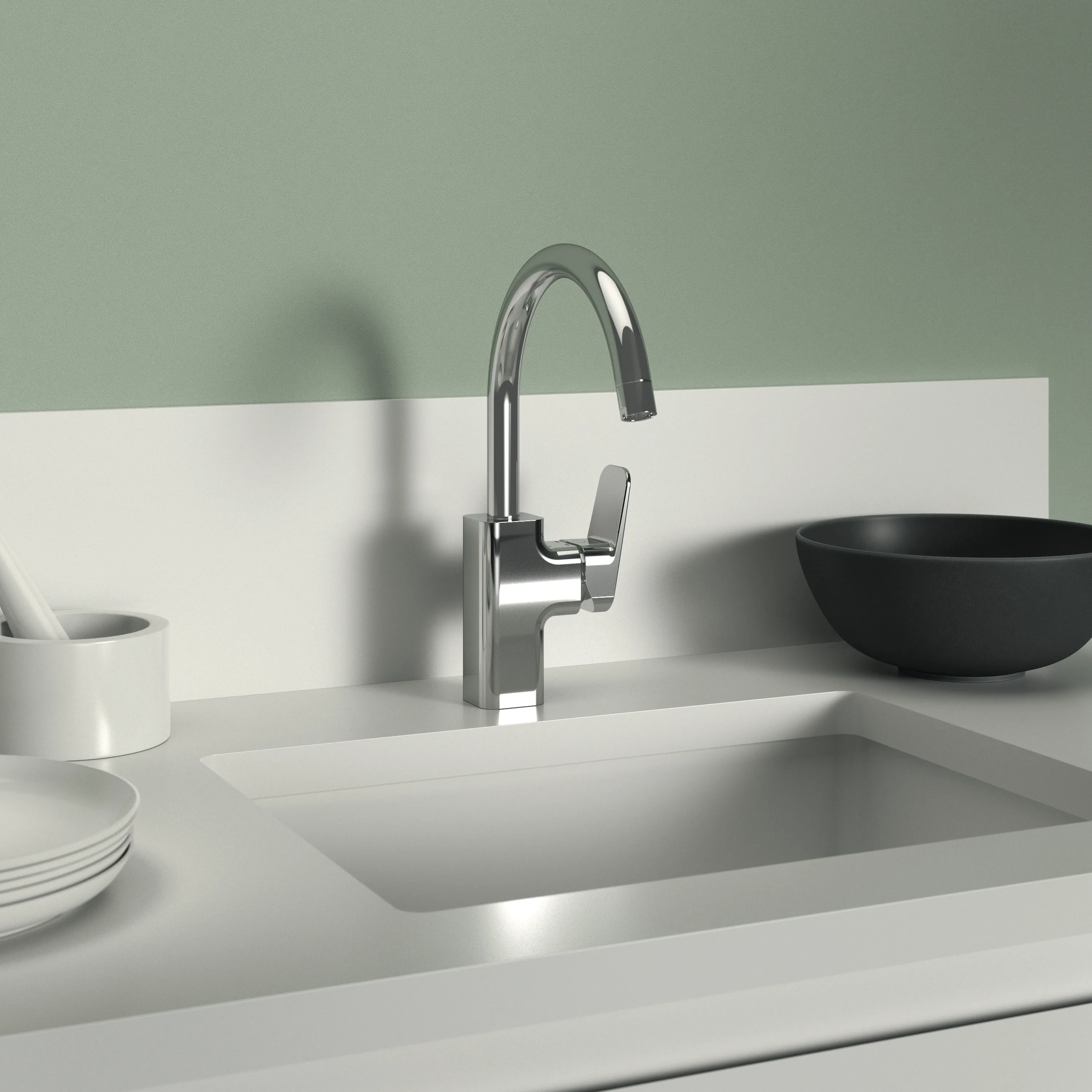 Küchenarmatur Ceraplan Ausladung 200mm mit hohem Rohrauslauf Niederdruck Chrom Küchenarmatur Ceraplan Ausladung 200mm mit hohem Rohrauslauf Niederdruck Chrom