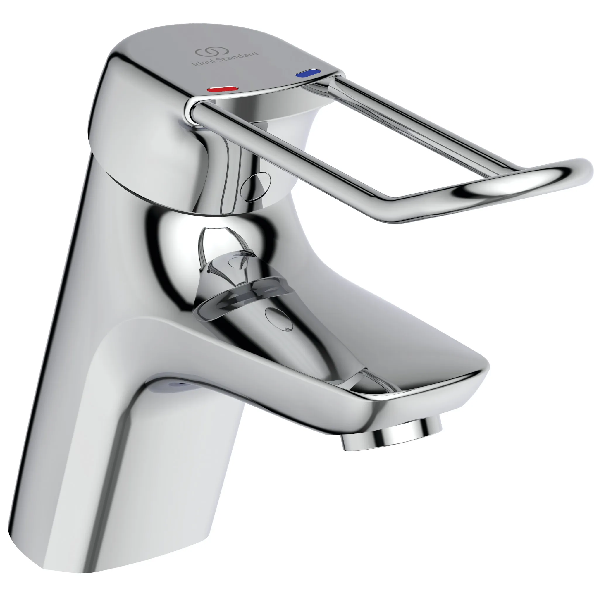 Waschtischarmatur Ceramix Blue, mit Bügelgriff, mit Ablaufgarnitur, mit CU-Rohren, Ausladung 135mm, Chrom Waschtischarmatur Ceramix Blue, mit Bügelgriff, mit Ablaufgarnitur, mit CU-Rohren, Ausladung 135mm, Chrom