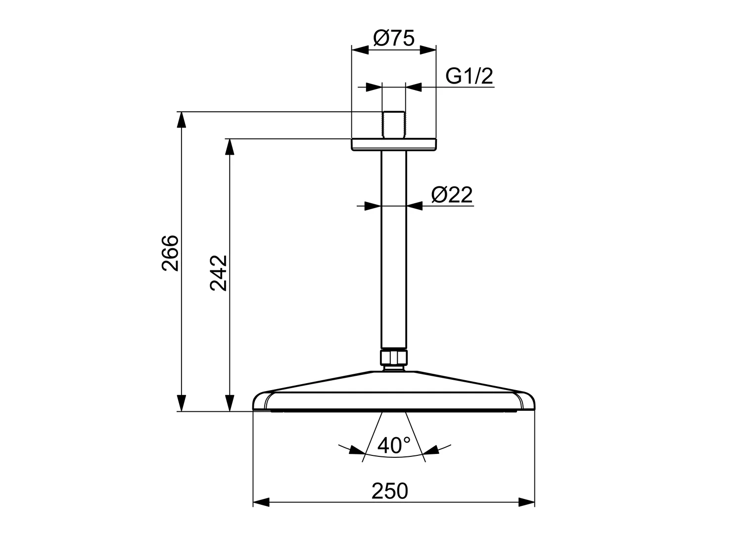 HansaAURELIA Kopfbrause HansaAURELIA 4727 1-strahlig 250x250 mm Chrom