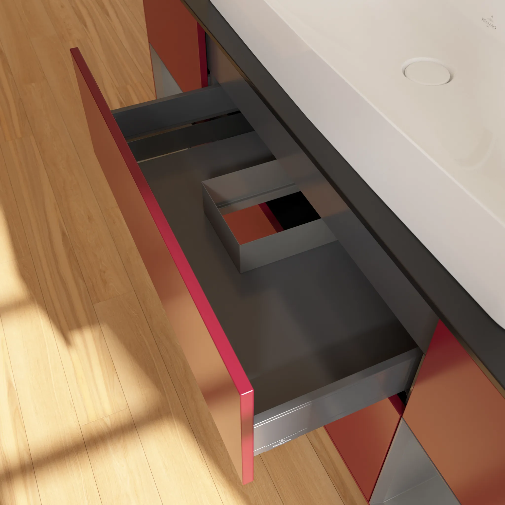 Villeroy & Boch Waschtischunterschrank „Finion“ für Schrankwaschtisch 1600 × 603 × 501 mm Peony Matt Lacquer, für Becken mittig Villeroy & Boch Waschtischunterschrank „Finion“ für Schrankwaschtisch 1600 × 603 × 501 mm Peony Matt Lacquer, für Becken mittig