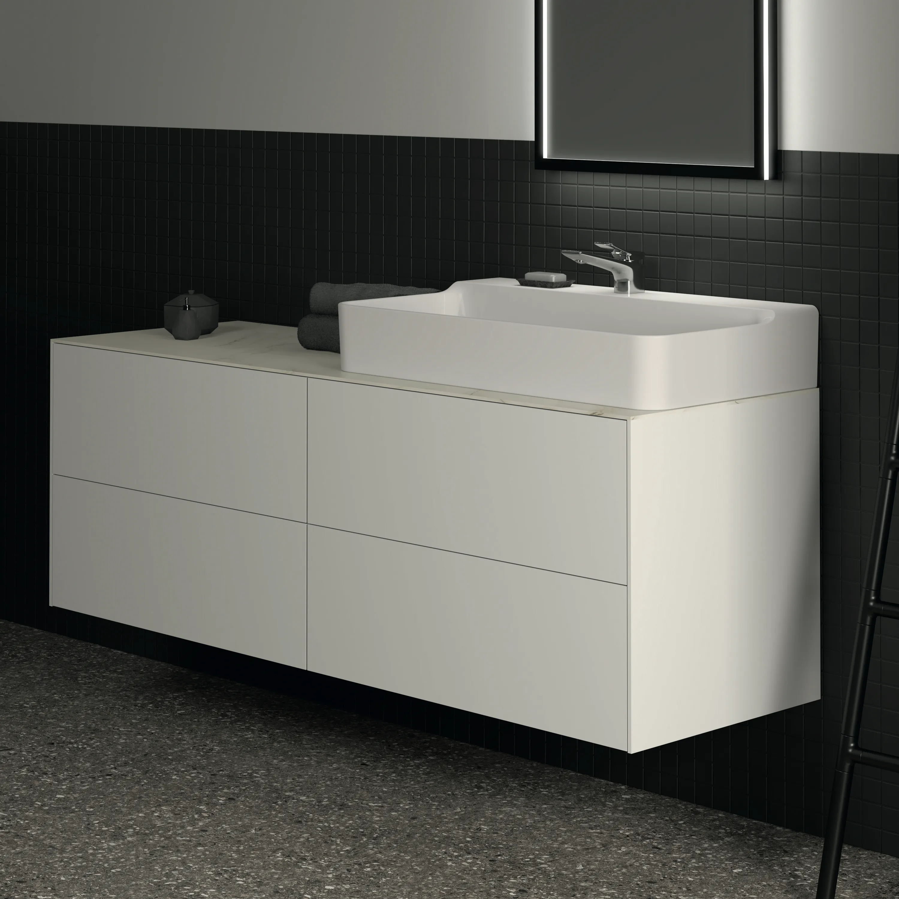 Ideal Standard Waschtischunterschrank „Conca“ 158,5 × 54 × 50,5 cm Weiß matt lackiert Ideal Standard Waschtischunterschrank „Conca“ 158,5 × 54 × 50,5 cm Weiß matt lackiert