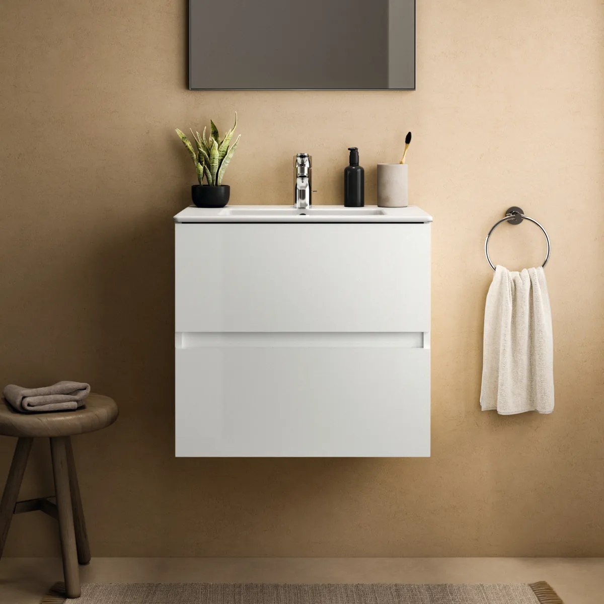 Ideal Standard Waschtischunterschrank „Eurovit+“ 60 × 55 × 44 cm Hochglanz weiß lackiert