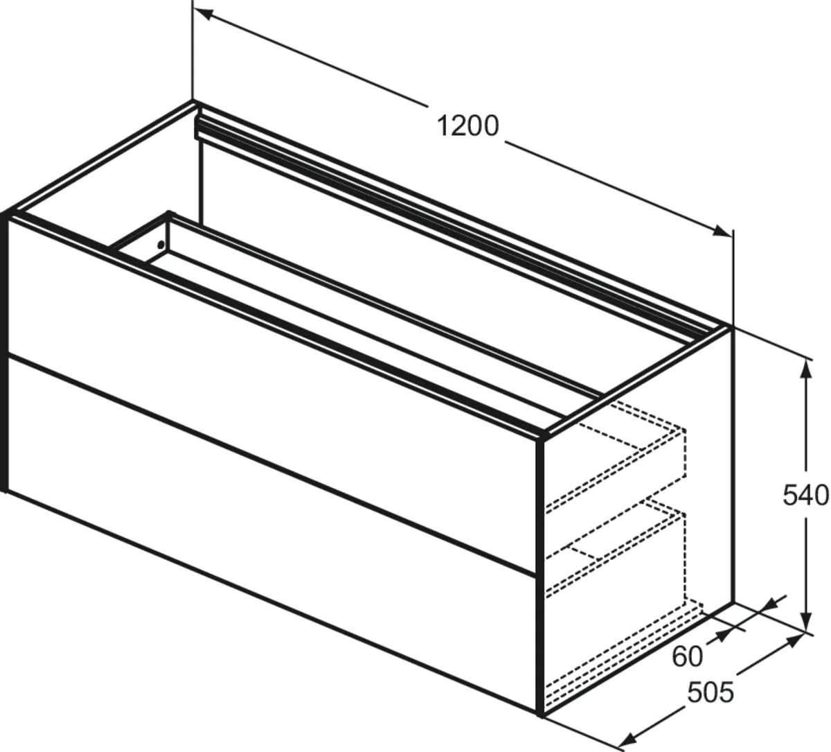 Ideal Standard Waschtischunterschrank „Conca“ 120 × 54 × 50,5 cm Walnuss dunkel Furnier Ideal Standard Waschtischunterschrank „Conca“ 120 × 54 × 50,5 cm Walnuss dunkel Furnier