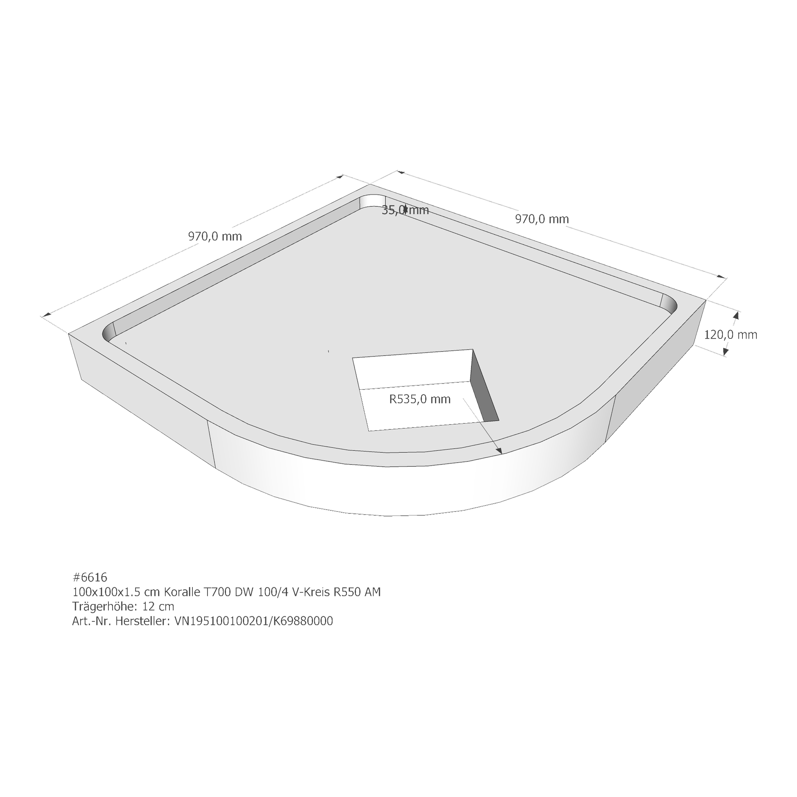 Duschwannenträger für Koralle T700 DW 100/4 100 × 100 × 1,5 cm Duschwannenträger für Koralle T700 DW 100/4 100 × 100 × 1,5 cm