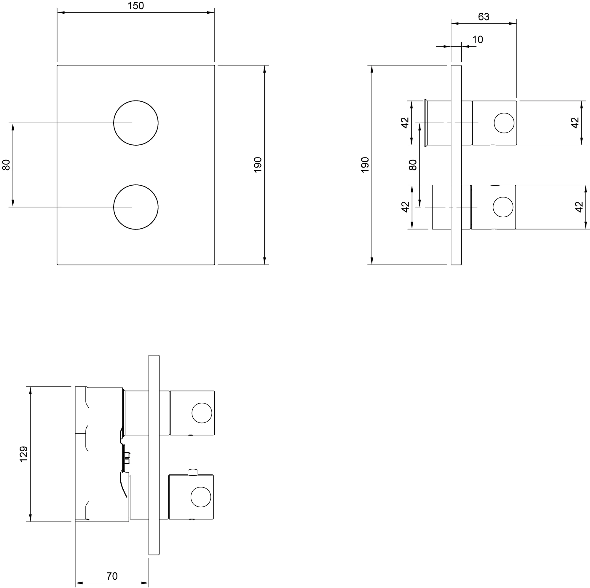 Villeroy & Boch Universal Taps & Fittings Unterputz-Thermostat mit Zweiwege-Mengenregulierung TVD000653000, 150 x 190 x 58 mm, Chrom Villeroy & Boch Universal Taps & Fittings Unterputz-Thermostat mit Zweiwege-Mengenregulierung TVD000653000, 150 x 190 x 58 mm, Chrom