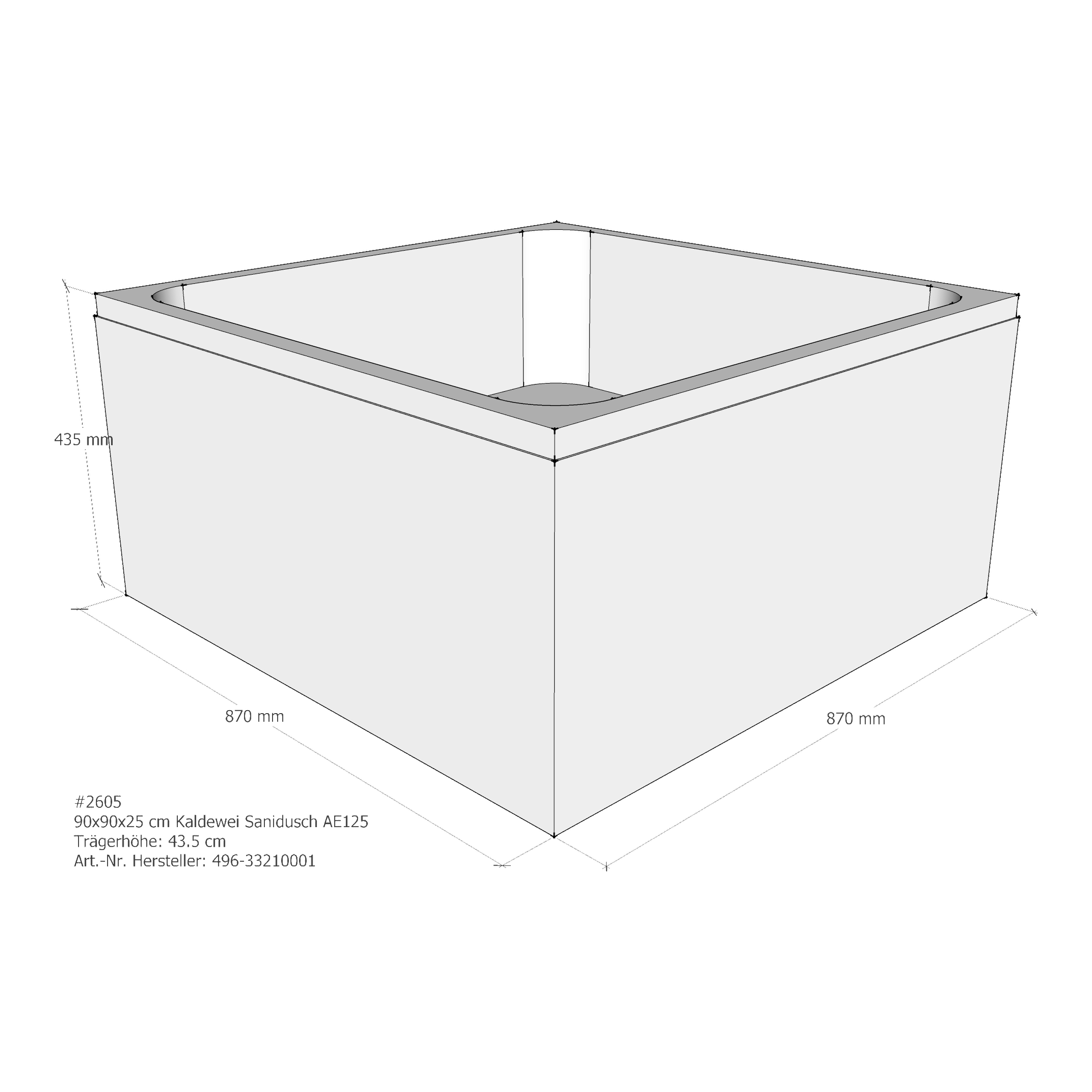 Duschwannenträger für Kaldewei Sanidusch 90 × 90 × 25 cm Breite: 90 cm / Länge: 90 cm Duschwannenträger für Kaldewei Sanidusch 90 × 90 × 25 cm Breite: 90 cm / Länge: 90 cm