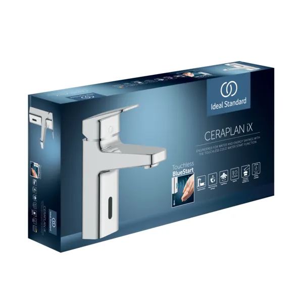 Ideal Standard Hybrid-Waschtischarmatur Ceraplan iX H90 ohne Ablaufgarnitur Bluestart Chrom Ideal Standard Hybrid-Waschtischarmatur Ceraplan iX H90 ohne Ablaufgarnitur Bluestart Chrom