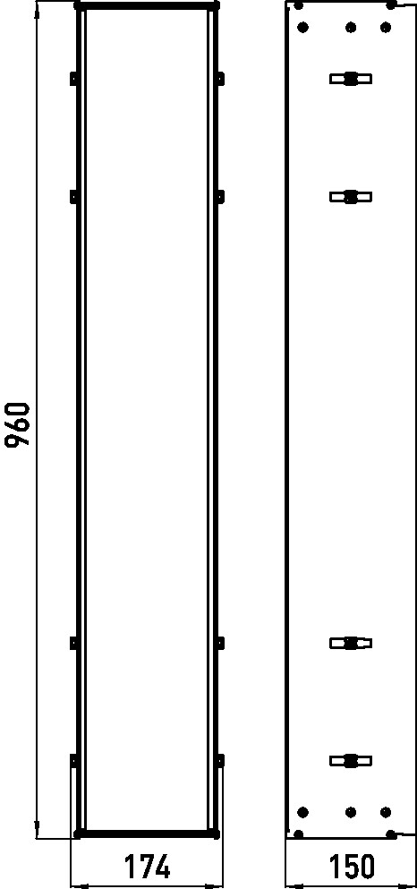 Einbaurahmen asis 150 für Unterputz-Module mit 964 mm Höhe