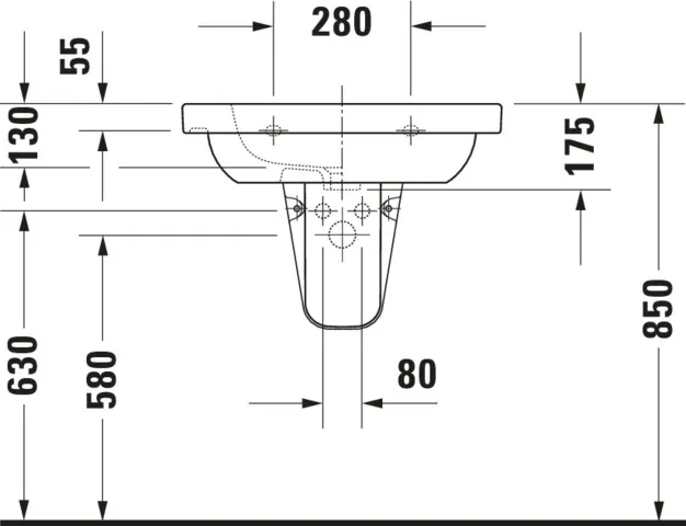 Wandwaschtisch „D-Code“, Form rechteckig 65 × 48,5 cm