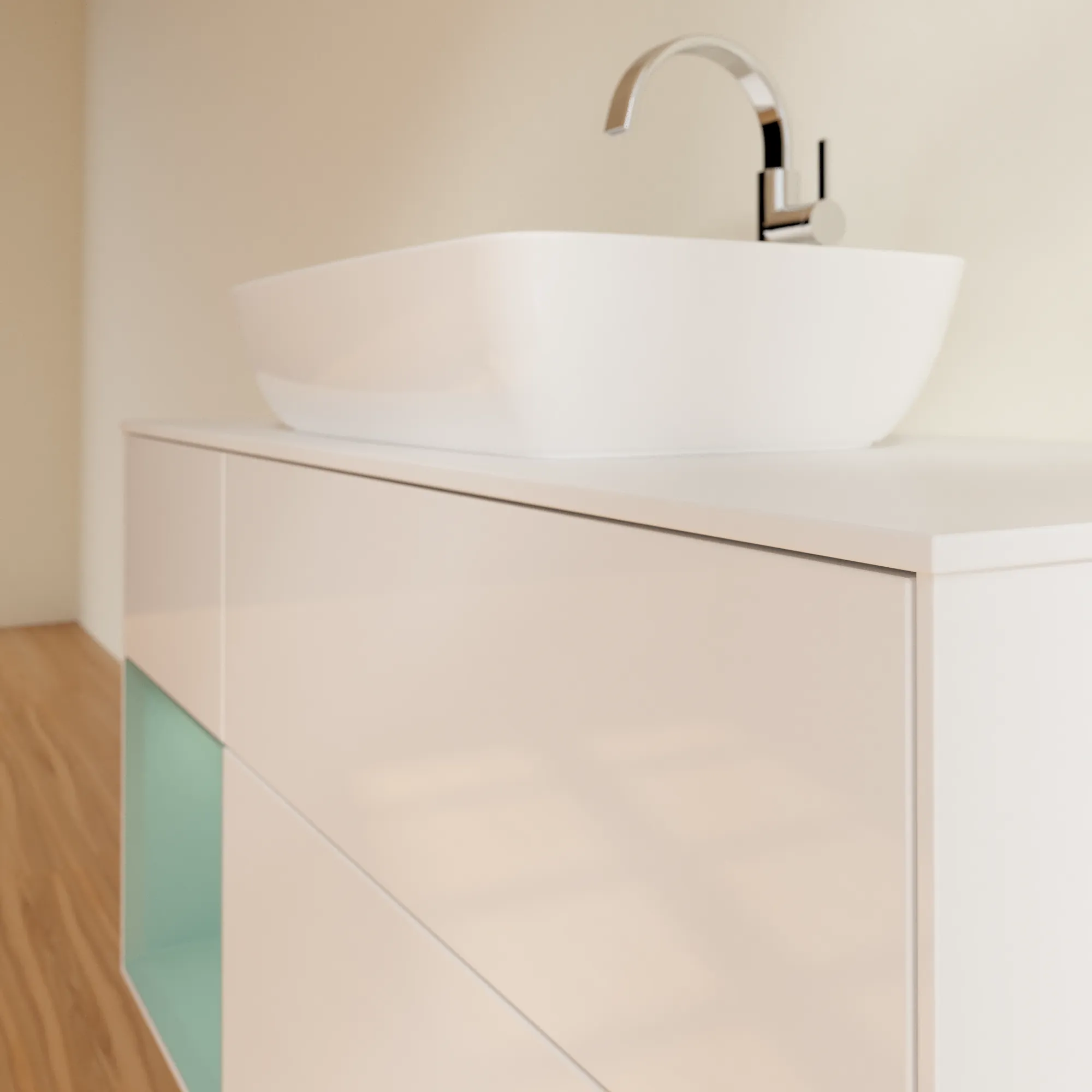 Villeroy & Boch Waschtischunterschrank „Finion“ für Schrankwaschtisch 1200 × 603 × 501 mm Glossy White Lacquer, für Becken mittig, mit Hahnlochbohrung Villeroy & Boch Waschtischunterschrank „Finion“ für Schrankwaschtisch 1200 × 603 × 501 mm Glossy White Lacquer, für Becken mittig, mit Hahnlochbohrung