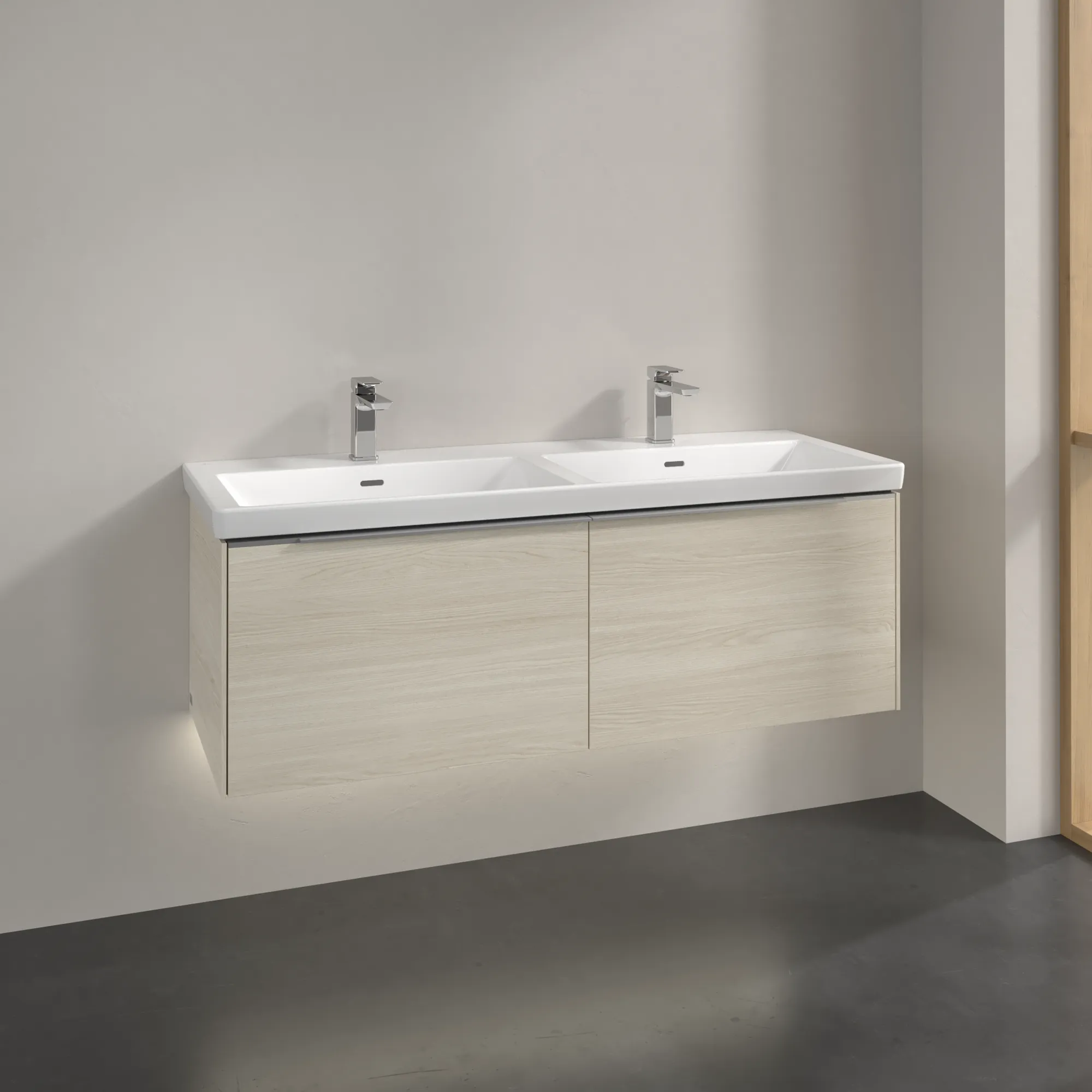 Villeroy & Boch Waschtischunterschrank „Subway 3.0“ für Schrank-Doppelwaschtisch 127,2 × 42,9 × 47,8 × 47,8 cm 2 Auszüge, Waschbecken mittig, mittig